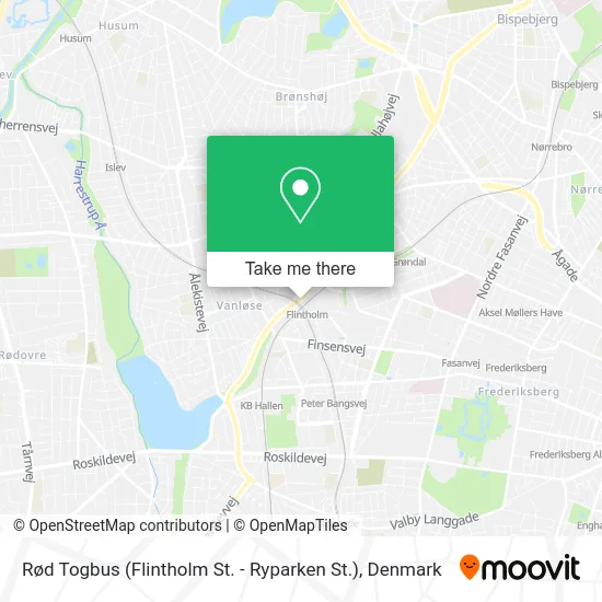 Rød Togbus (Flintholm St. - Ryparken St.) map
