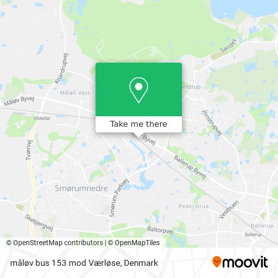 måløv bus  153 mod Værløse map