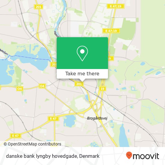 danske bank lyngby hovedgade map