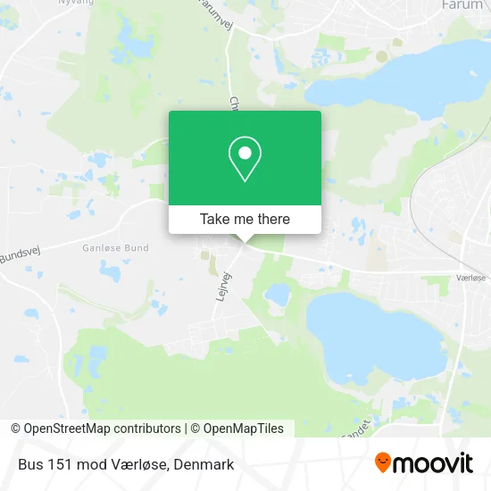 Bus 151 mod Værløse map