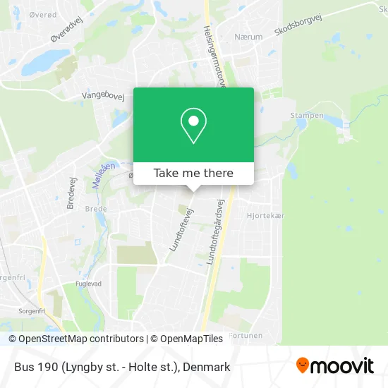 Bus 190 (Lyngby st. - Holte st.) map