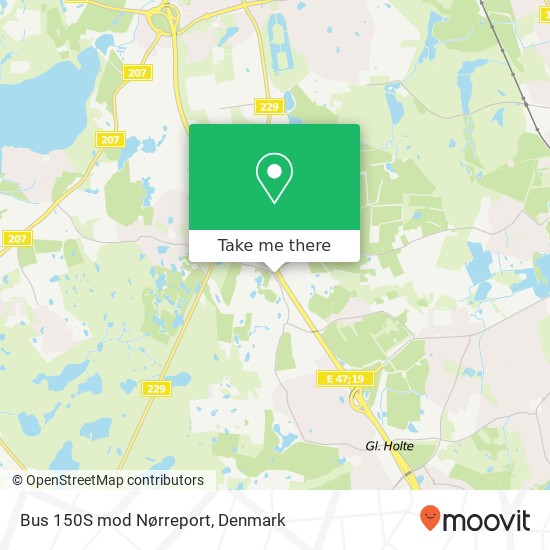 Bus 150S mod Nørreport map
