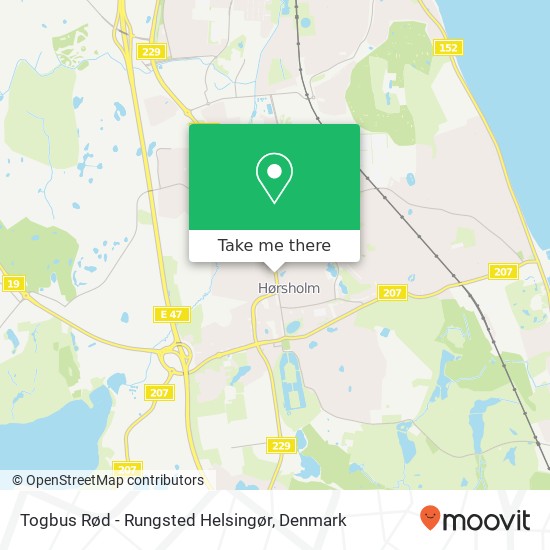 Togbus Rød - Rungsted Helsingør map