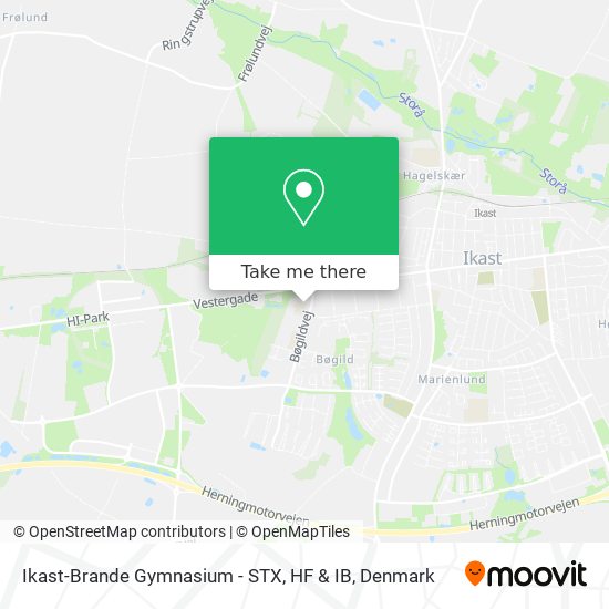 How to get to Ikast-Brande Gymnasium - STX, & IB in Ikast-Brande by Bus or Train?