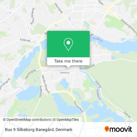 Bus 9 Silkeborg Banegård map
