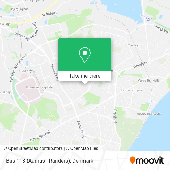 Bus 118 (Aarhus - Randers) map