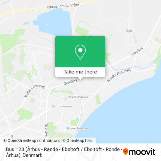 Bus 123 (Århus - Rønde - Ebeltoft / Ebeltoft - Rønde - Århus) map
