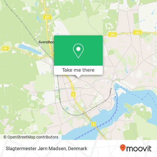 Slagtermester Jørn Madsen, Vestergade 92 5700 Svendborg map