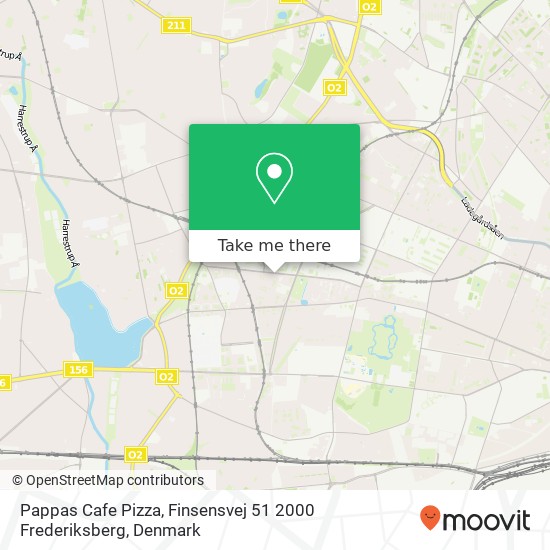Pappas Cafe Pizza, Finsensvej 51 2000 Frederiksberg map