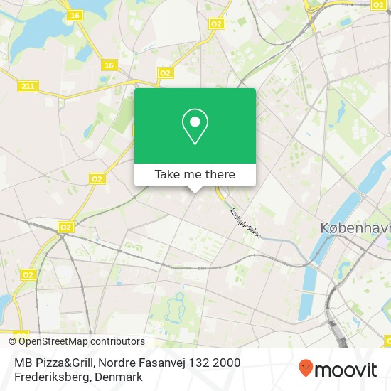 MB Pizza&Grill, Nordre Fasanvej 132 2000 Frederiksberg map