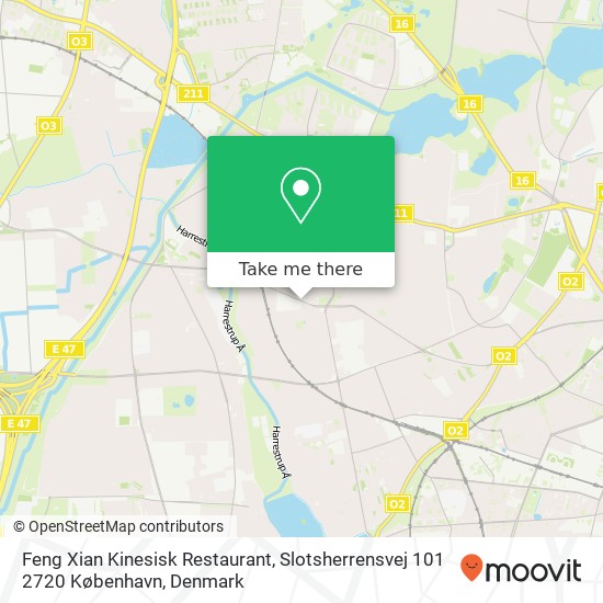 Feng Xian Kinesisk Restaurant, Slotsherrensvej 101 2720 København map