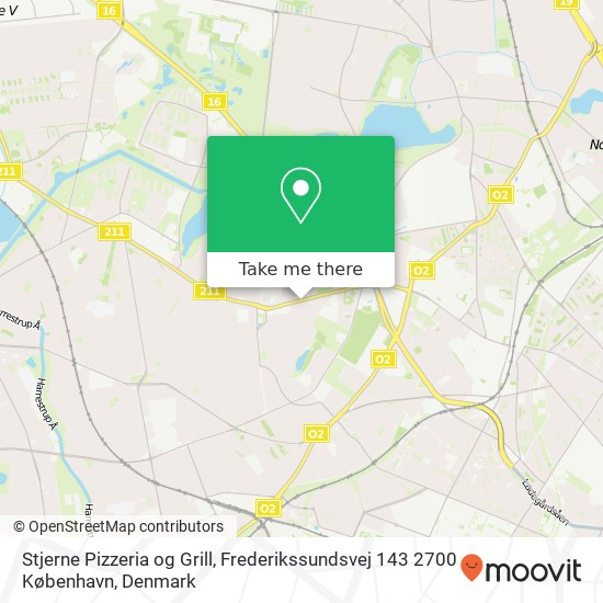 Stjerne Pizzeria og Grill, Frederikssundsvej 143 2700 København map