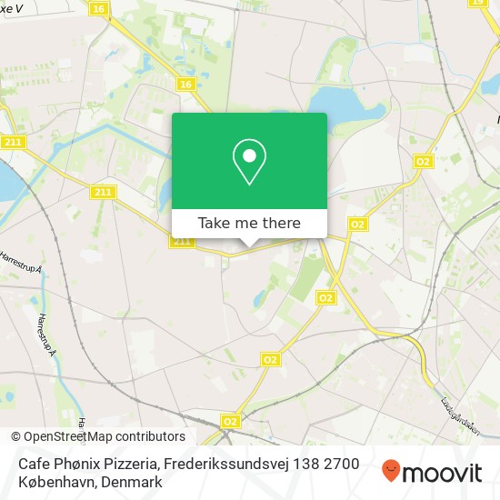 Cafe Phønix Pizzeria, Frederikssundsvej 138 2700 København map