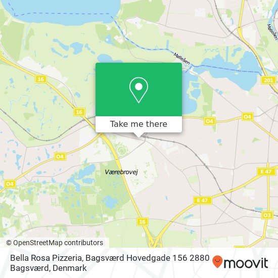 Bella Rosa Pizzeria, Bagsværd Hovedgade 156 2880 Bagsværd map