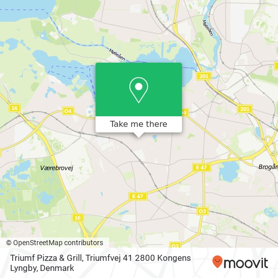 Triumf Pizza & Grill, Triumfvej 41 2800 Kongens Lyngby map