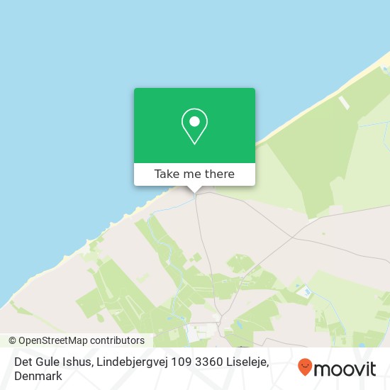 Det Gule Ishus, Lindebjergvej 109 3360 Liseleje map