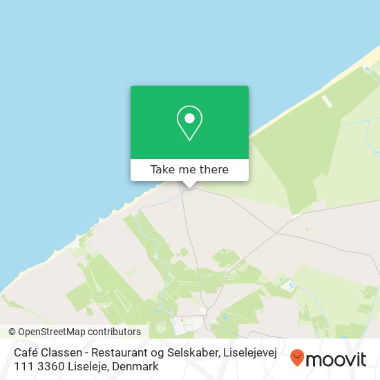 Café Classen - Restaurant og Selskaber, Liselejevej 111 3360 Liseleje map