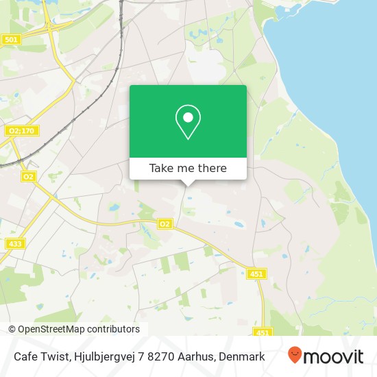Cafe Twist, Hjulbjergvej 7 8270 Aarhus map