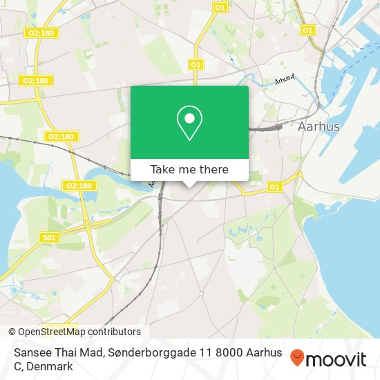 Sansee Thai Mad, Sønderborggade 11 8000 Aarhus C map