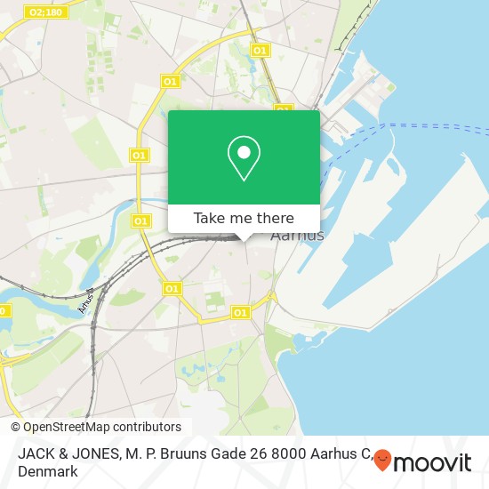 JACK & JONES, M. P. Bruuns Gade 26 8000 Aarhus C map