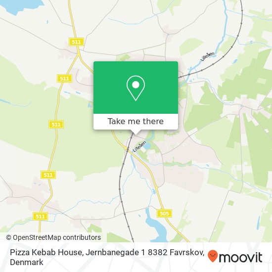 Pizza Kebab House, Jernbanegade 1 8382 Favrskov map