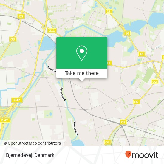 Bjernedevej map