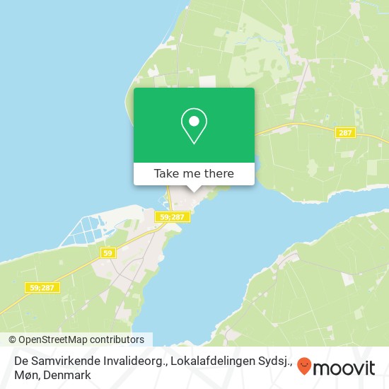 De Samvirkende Invalideorg., Lokalafdelingen Sydsj., Møn map