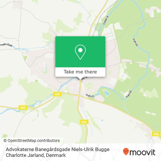 Advokaterne Banegårdsgade Niels-Ulrik Bugge Charlotte Jarland map