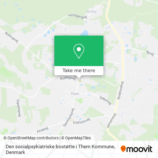 Den socialpsykiatriske bostøtte i Them Kommune map