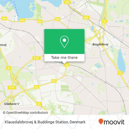 Klausdalsbrovej & Buddinge Station map