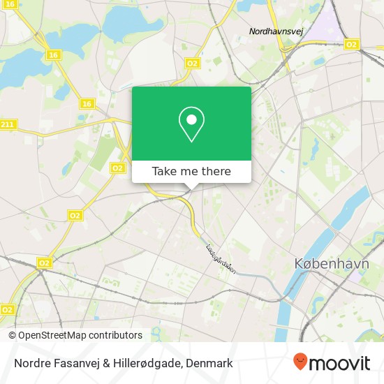 Nordre Fasanvej & Hillerødgade map