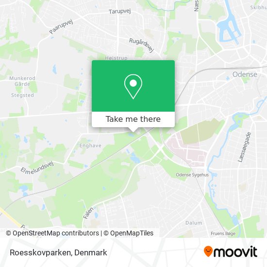 to get to Roesskovparken Odense by Bus or Train?