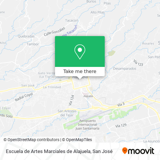 Mapa de Escuela de Artes Marciales de Alajuela