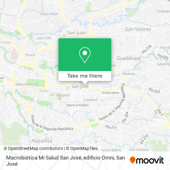 Mapa de Macrobiótica Mi Salud San José, edificio Omni