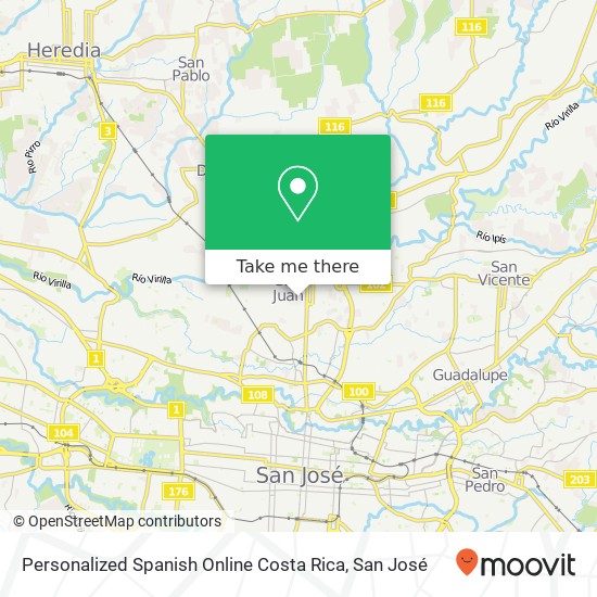 Personalized Spanish Online Costa Rica map