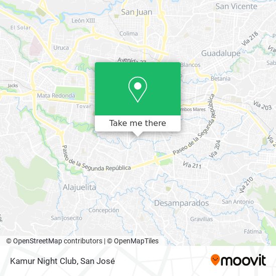 How to get to Kamur Night Club in San José by Bus or Train?