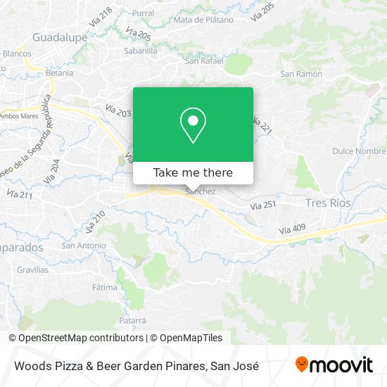 Woods Pizza & Beer Garden Pinares map