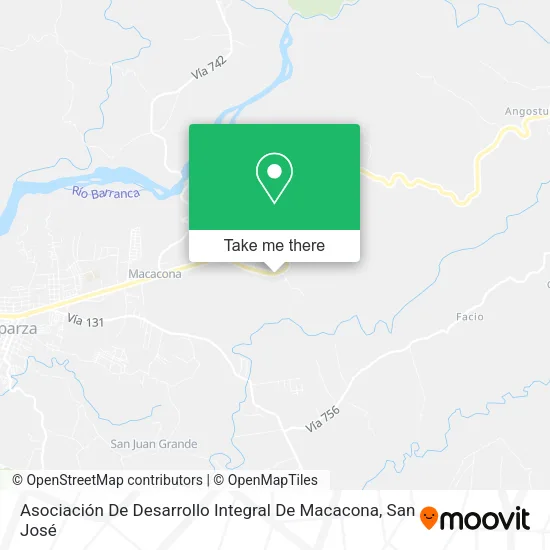 Mapa de Asociación De Desarrollo Integral De Macacona