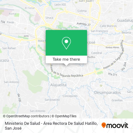 Mapa de Ministerio De Salud - Área Rectora De Salud Hatillo