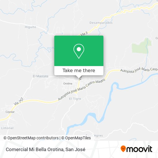 Mapa de Comercial Mi Bella Orotina