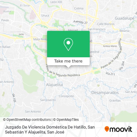 Juzgado De Violencia Doméstica De Hatillo, San Sebastián Y Alajuelita map