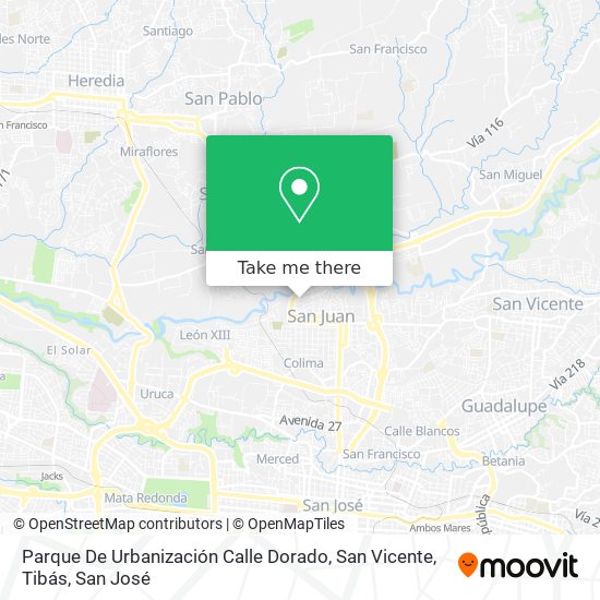 Parque De Urbanización Calle Dorado, San Vicente, Tibás map