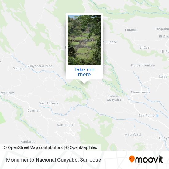 Monumento Nacional Guayabo map