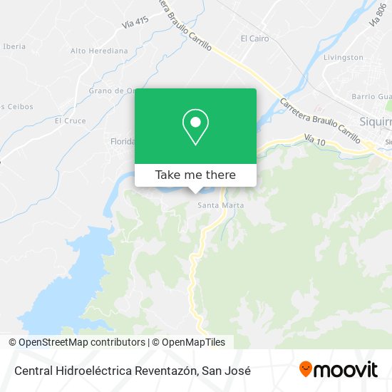 Central Hidroeléctrica Reventazón map