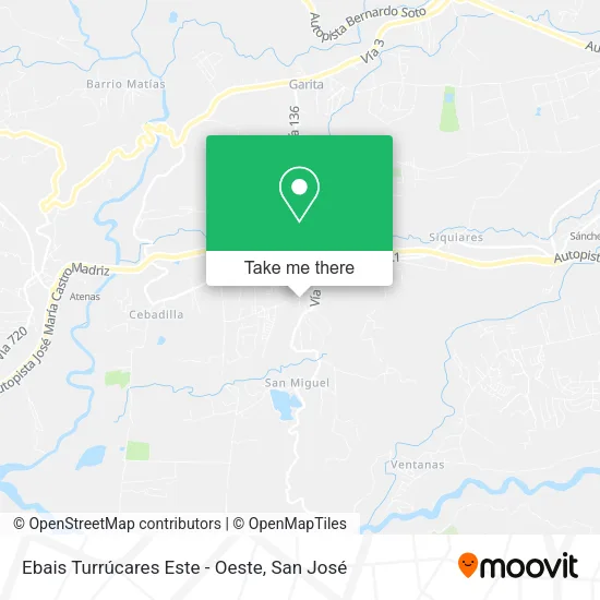 Ebais Turrúcares Este - Oeste map