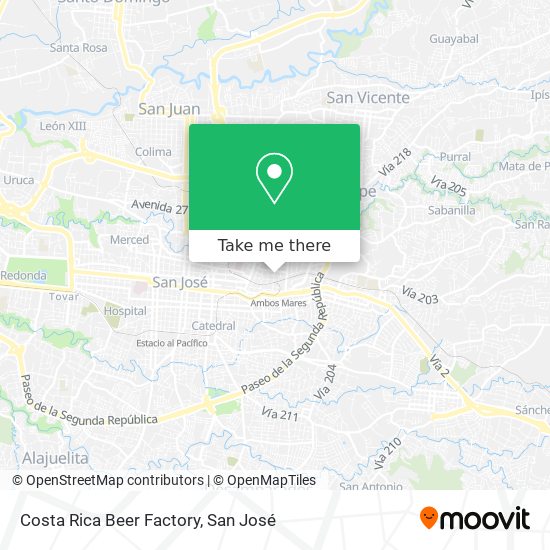 Costa Rica Beer Factory map