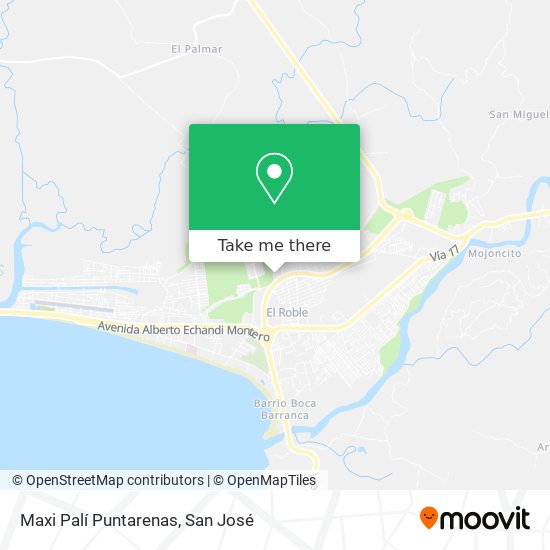 Mapa de Maxi Palí Puntarenas