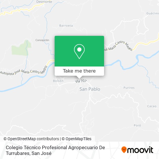 Mapa de Colegio Técnico Profesional Agropecuario De Turrubares