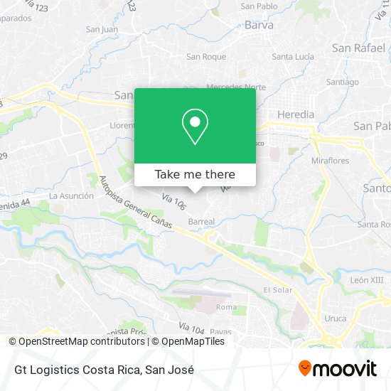 Gt Logistics Costa Rica map