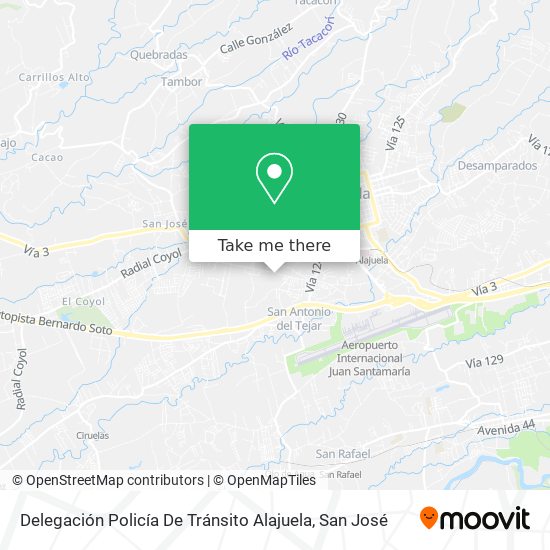 Mapa de Delegación Policía De Tránsito Alajuela
